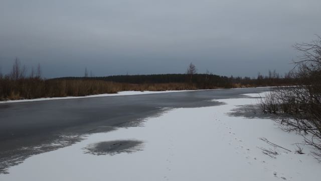 вода реки подернута пленкой льда